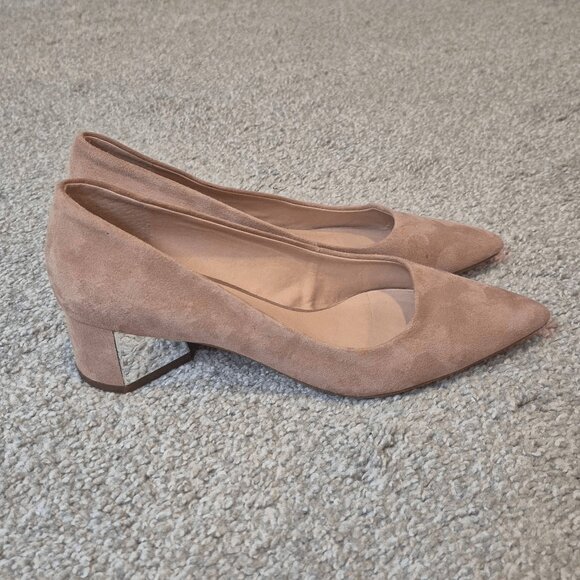 Franco Sarto Women’s Global Suede Low Heel Pump Tan - Picture 2 of 8